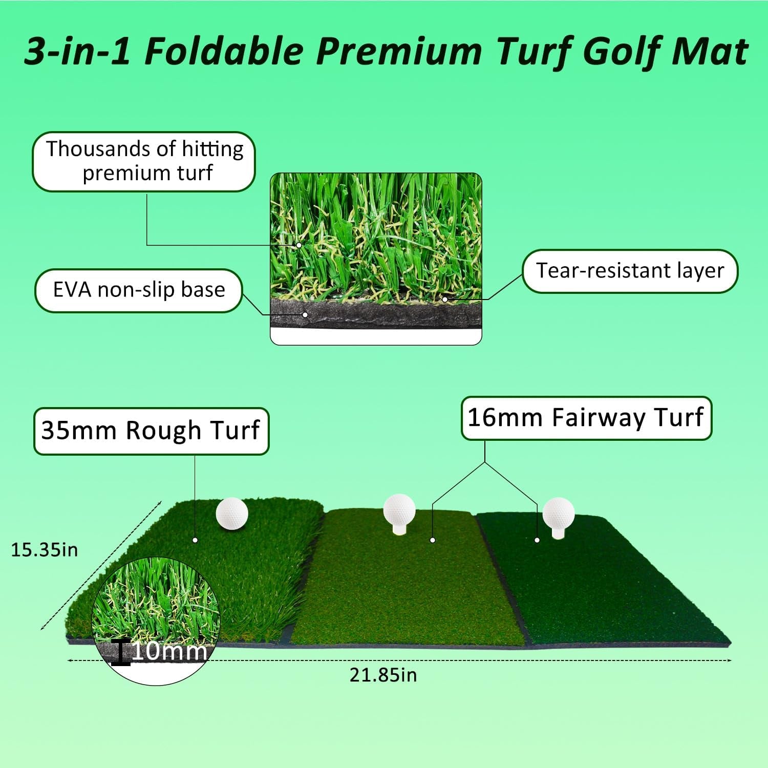 Golf Practice Net Set with Real Balls, Turf Mat, Tees, Hat, Target, and Bag - Available in 10x7ft and 12x7ft for Indoor and Outdoor Use, Ideal Gift for Golf Enthusiasts